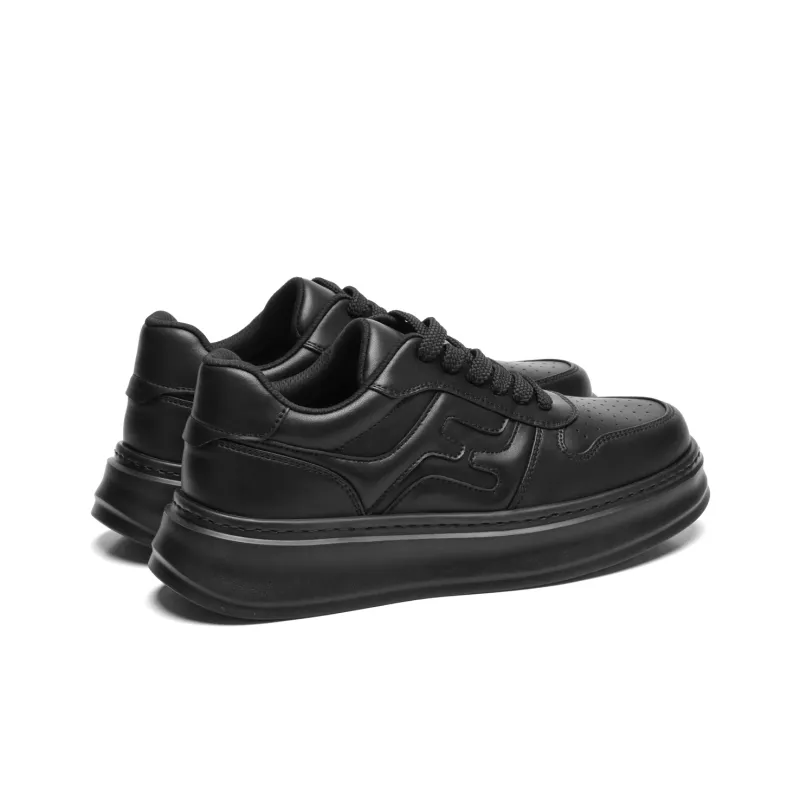 Meixi Breathable Height Increase Low Top Skateboard Shoes Men's Black-3