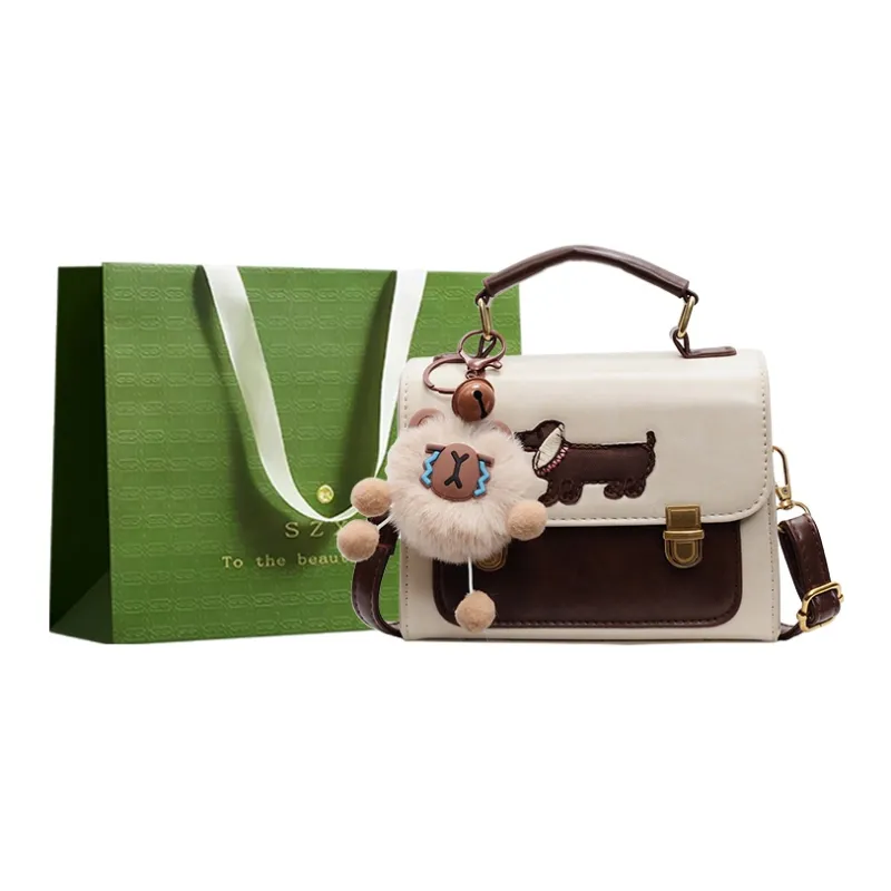 Three Ducklings PU Handbag Women's Ecru/Black/Dark Brown/Coffee-8