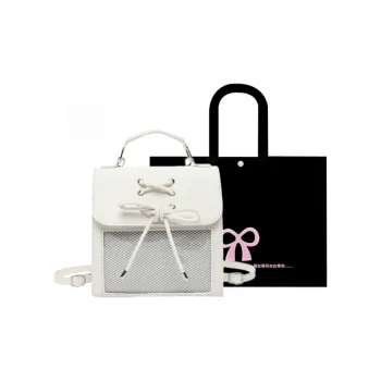 HACIN PU One Shoulder Portable Backpack Women's White/Silver/Black/Pink