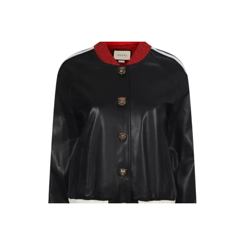 GUCCI Leather Jacket Women's Black-2