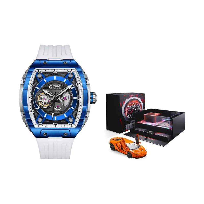 BONEST GATTI Phantom Speed Collection Automatic Mechanical Movement Rubber Strap Watch Men's Watches Cut Out Dial-0