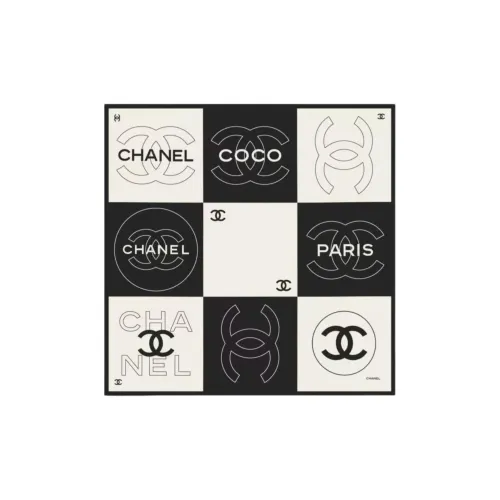 CHANEL Silk Scarves Women's White