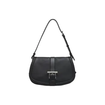 Alexander McQueen T Bar Calfskin Shoulder Bag Large Size Women's Black