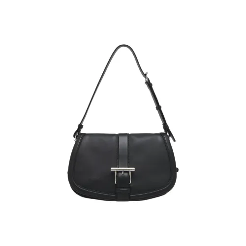 Alexander McQueen T Bar Calfskin Shoulder Bag Large Size Women's Black