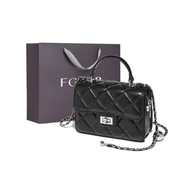 FOXER Synthetic Leather Handbag Regular Women's White/Black-6