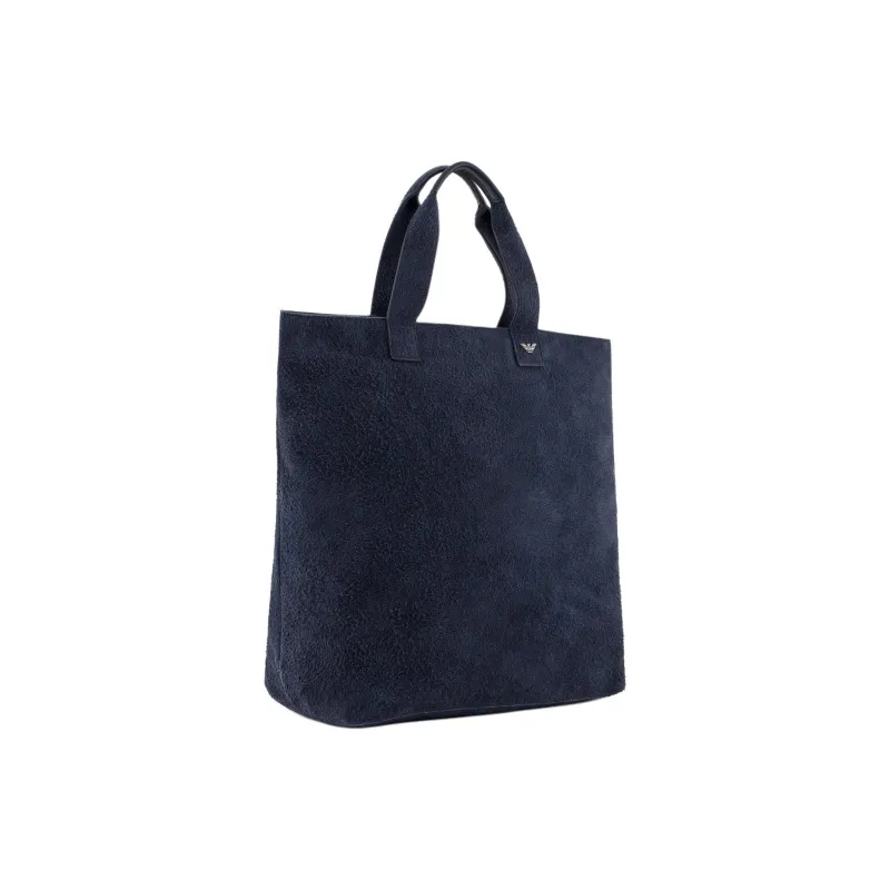EMPORIO ARMANI Bonded Leather Tote Bag, Shopping Bag, Shoulder Bag, Handbag Extra Large Men's Navy Blue-1