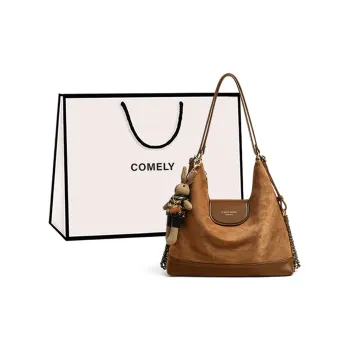 COMELY Fabric With Synthetic Leather Backpack, Underarm Shoulder Bag, Tote Three in One Bag Regular Women's Chocolate