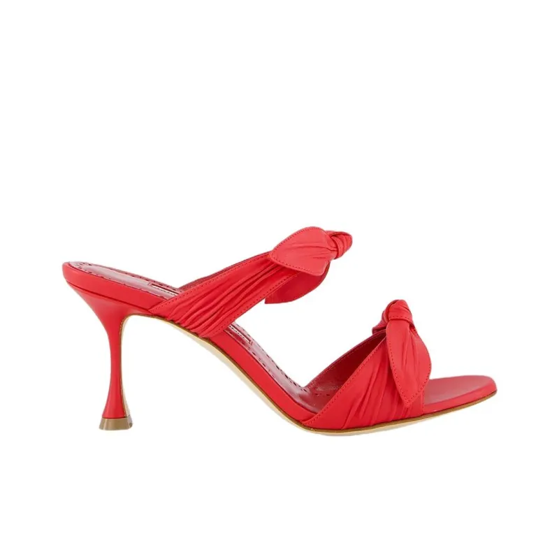 MANOLO BLAHNIK Slide Slippers 7cm Women's Red-1
