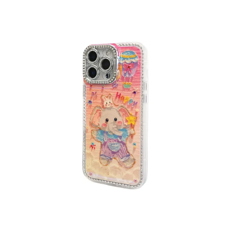 Sopi Acrylic Material Blue Light Overalls Elephant Phone Cases Compatible With IPhone 16/15 Pro Max/Apple 13/14 Pro/Max-3