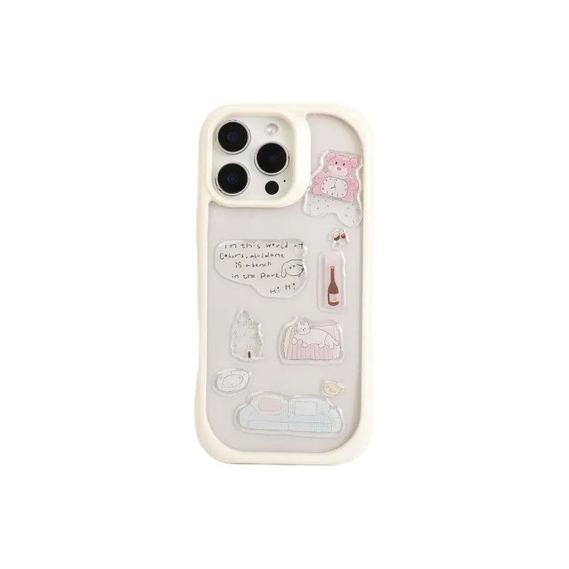 Sopi Acrylic Material 3D Effect Dachshund Sofa Cat Phone Cases Compatible With IPhone 16/15 Pro Max/Apple 13/14 Pro/Max-3