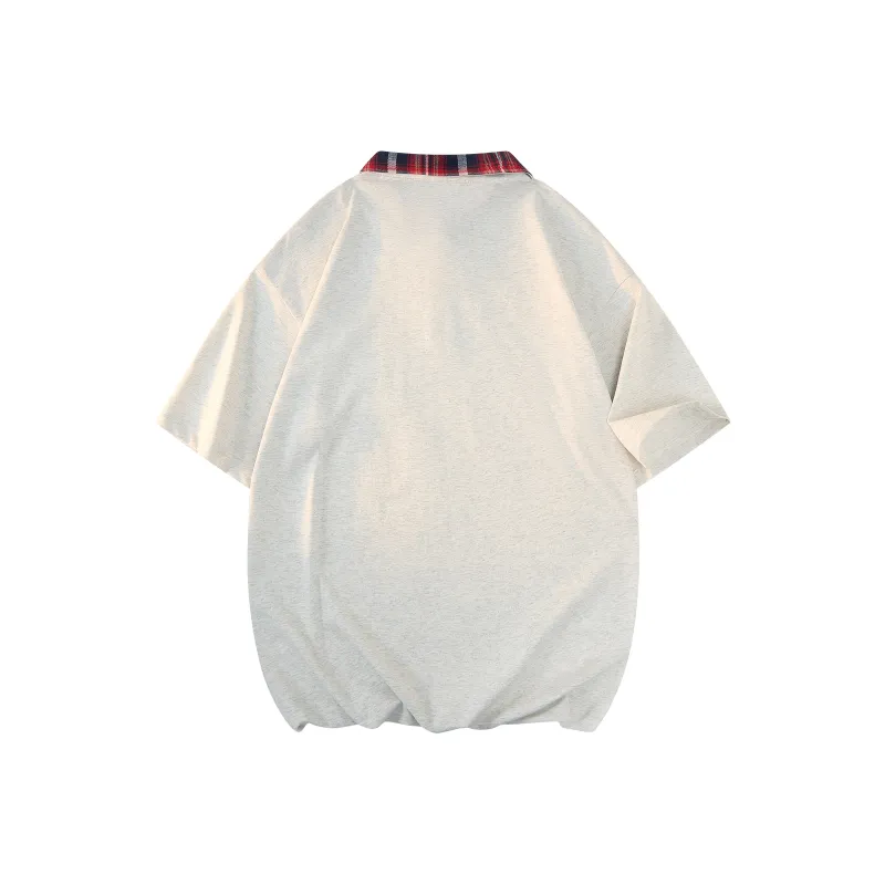 GROW DATE Polo Shirt Unisex Black/Red Plaid-5