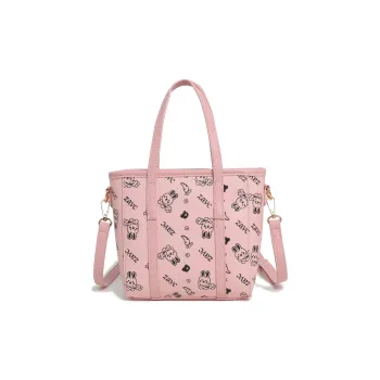 ZAVC PU Tote Bag, Shopping Bag, Shoulder Bag, Handbag Regular Women's Brown/Pink/Ecru