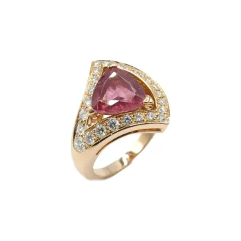 BVLGARI 2010s 18K Rose Gold Dive Dream Pink Tourmaline And Diamond Ring