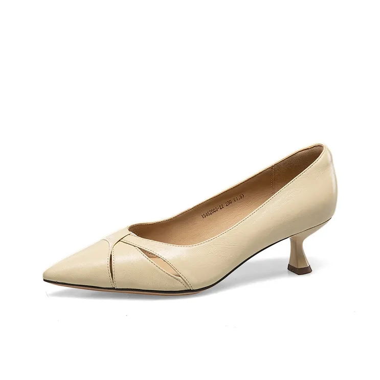 KANGNAI Casual Single Shoes 4.8cm Women's Light Yellow-1
