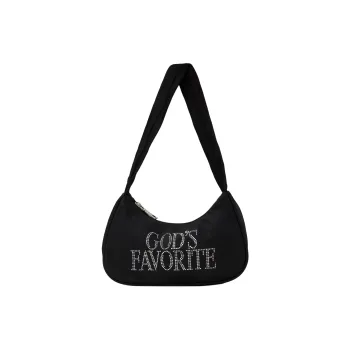 Praying Textile Shoulder Bag Women's Black