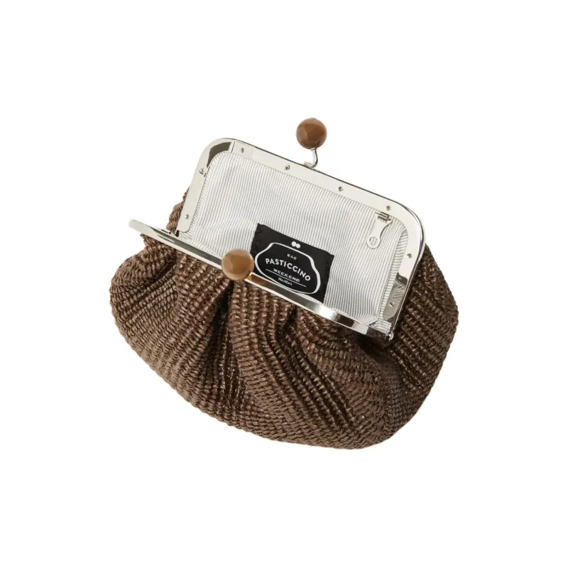 WEEKEND MaxMara Pasticcino Cotton Clutch Shoulder Bag Small Size Women's Umber-3
