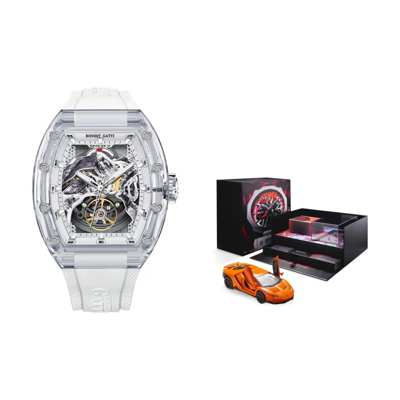 BONEST GATTI Automatic Mechanical Movement Rubber Strap Watch Unisex White Dial-8