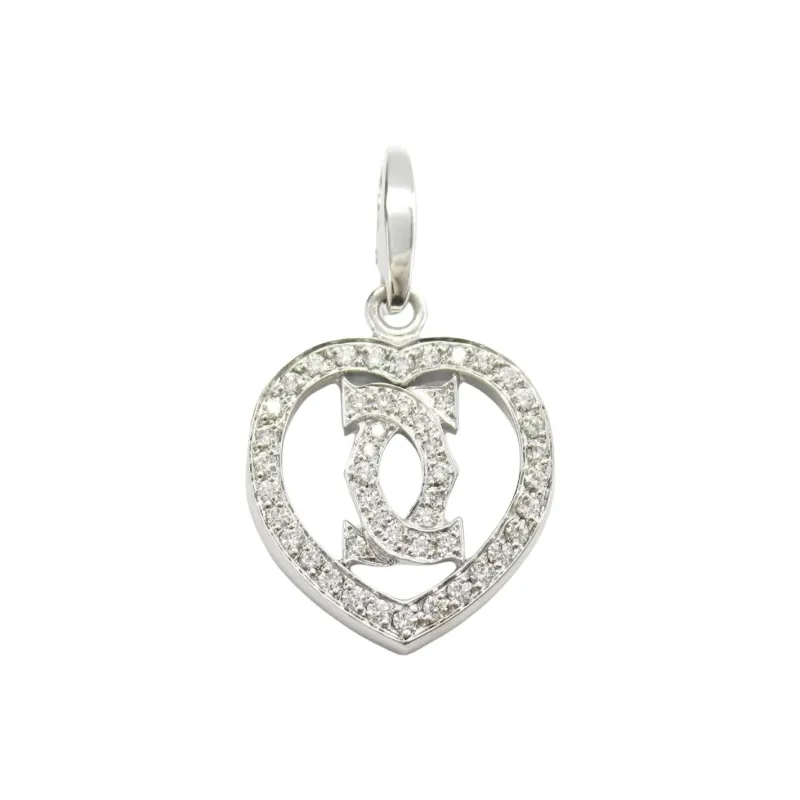 Cartier 2010s Pre owned 18kt White Gold Diamond Heart Pendant-0
