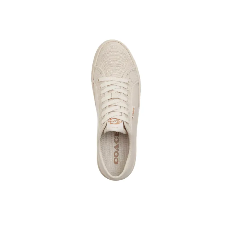 COACH Low Top Canvas Shoes Women's Beige-3