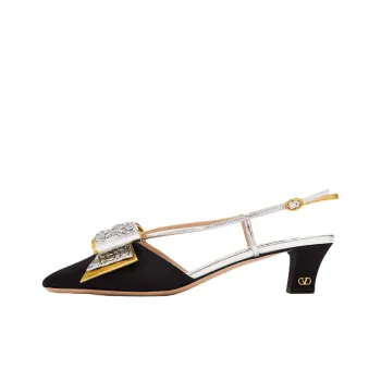 Valentino Bowow Chunky Heel High Heels 4.5cm Women's Black