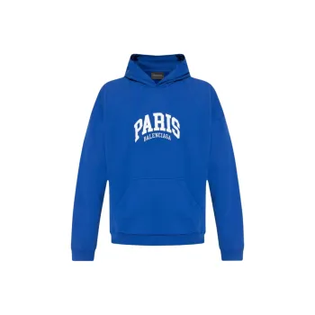 Balenciaga Paris Logo Embroidered Long Sleeved Hoodie