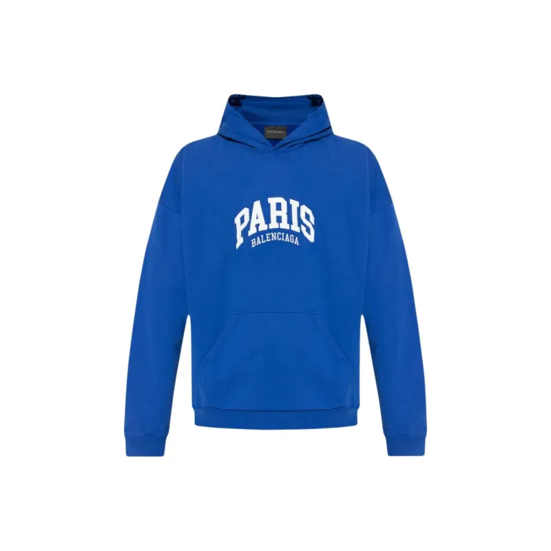 Balenciaga Paris Logo Embroidered Long Sleeved Hoodie-0