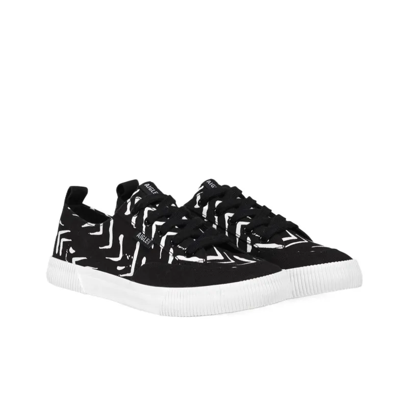 AIGLE TAMARIX W PT Low Top Canvas Shoes Women's Black White-2