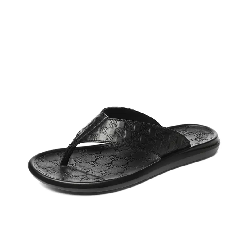 XIMO BULL Rubber Sole Slip Resistant Flip Flops Men's Black-1