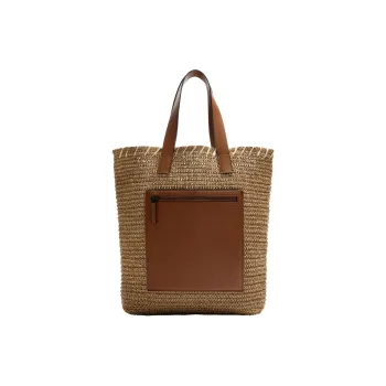 ZARA Polyurethane Tote Bag, Shopping Bag, Handbag Men's Light Beige Yellow