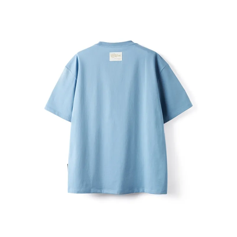 HLA JEANS Short Sleeved T Shirts Men's Sky Blue Pattern 14-1