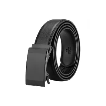 ROSEROOEN Top Grain Cow Leather Belts Men's Gunmetal Buckle Black Body 3.5cm