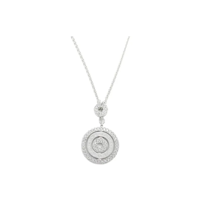 BVLGARI Diamond 18K White Gold Necklaces Women's Silver-0