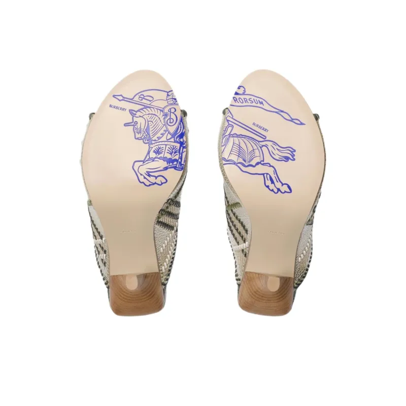 Burberry Slide Slippers 9cm Women's Green-5