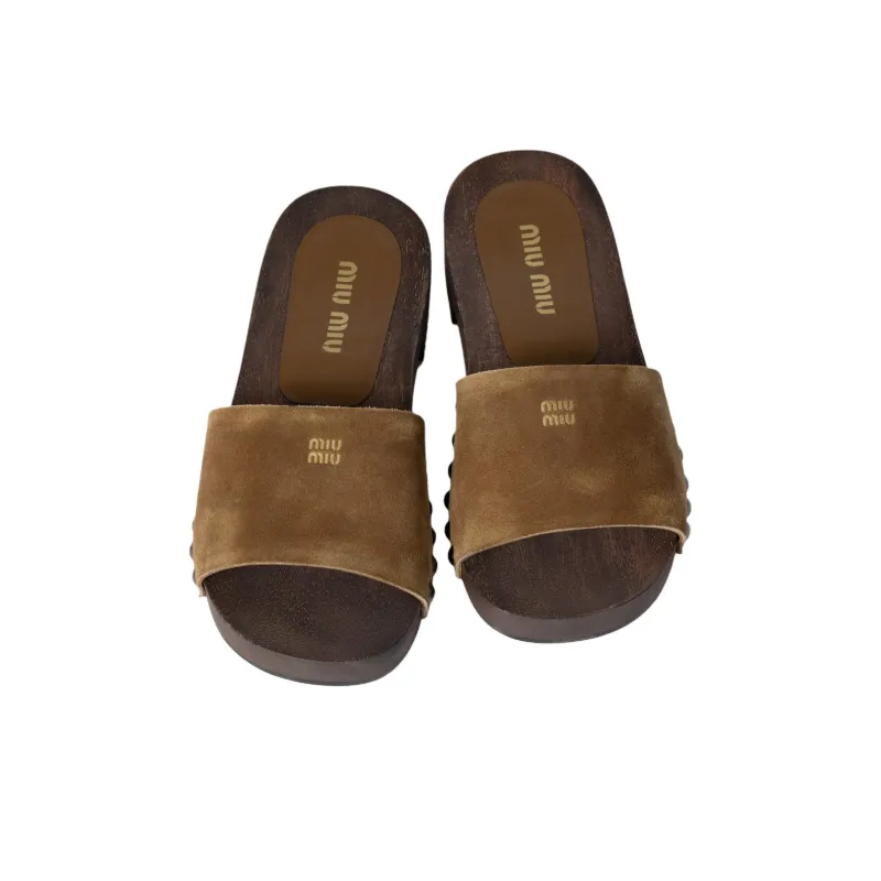 MIU MIU Slip Resistant Slide Slippers Women's Cinnamon-3