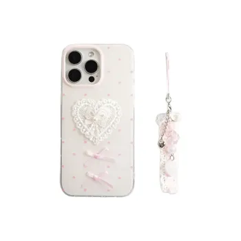 Sopi Acrylic Material Polka Dot Lace Heart Bowknot Phone Cases Compatible With IPhone 16/15 Pro Max/Apple 13/14 Pro/Max