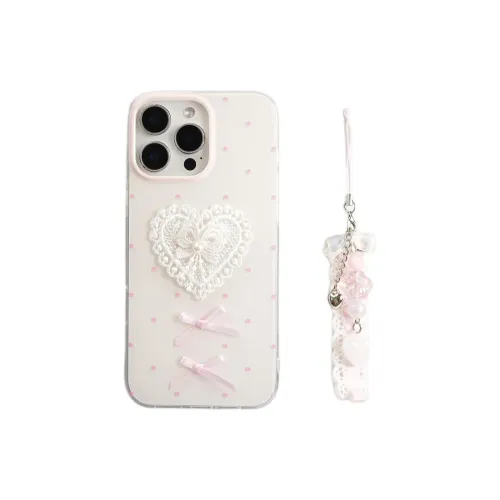 Sopi Acrylic Material Polka Dot Lace Heart Bowknot Phone Cases Compatible With IPhone 16/15 Pro Max/Apple 13/14 Pro/Max
