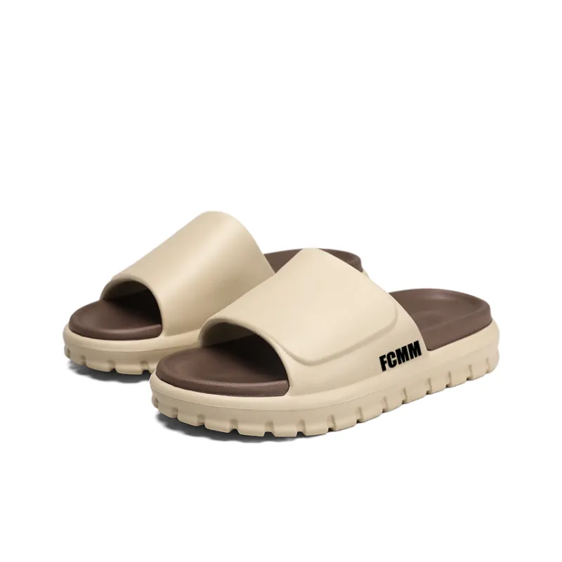 FCMM Slide Slippers Unisex Khaki Brown/Black White/Pure Black/Military Green Apricot-7