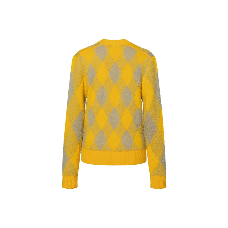 Burberry Argyle Patterned Jacquard Wool Cardigan 'Yellow/Gold'-1
