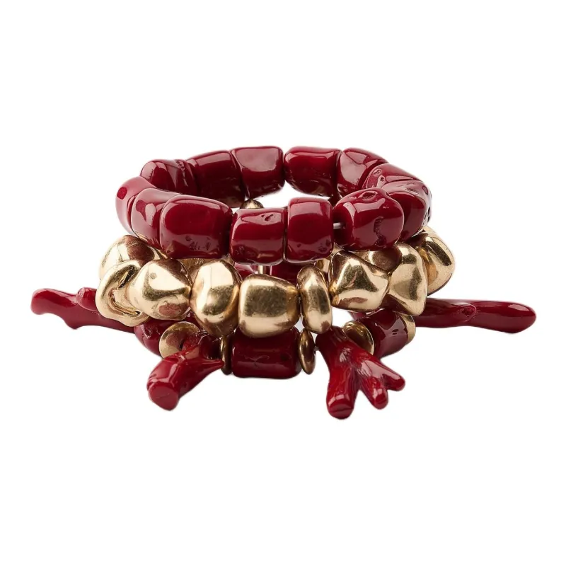 ZARA Resin, Acrylic Plastic Bracelets Women's Red-2