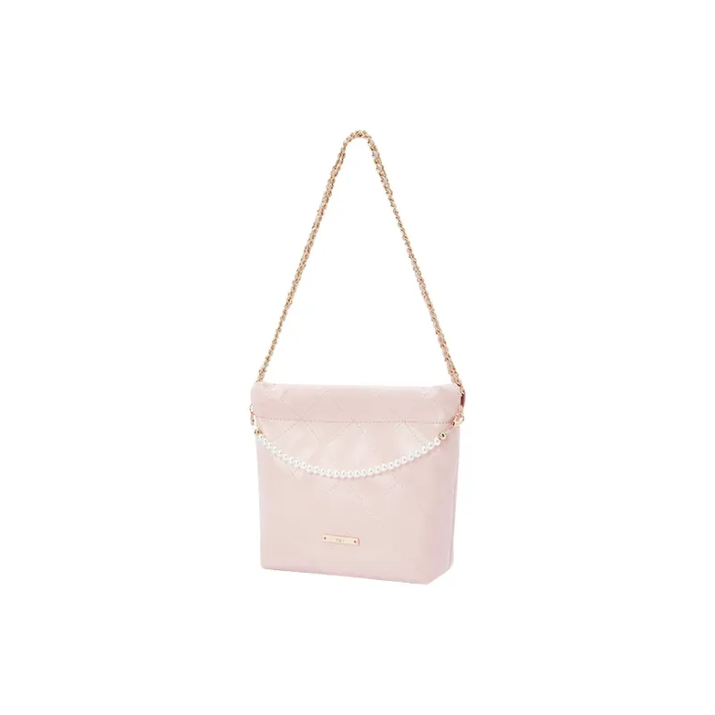 SEM/R Synthetic Leather Crossbody Bag Medium Size Women's Dream Pink/Smoky Silver/Black-5