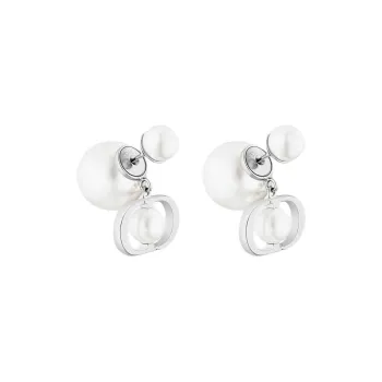DIOR Pearl Earrings Women's Silver