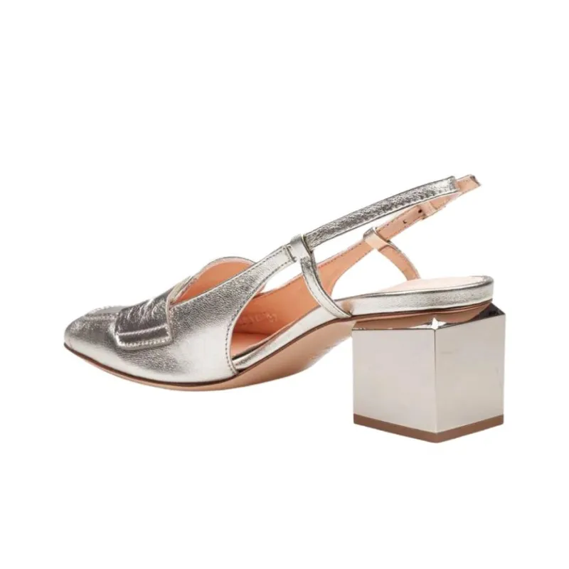 AGL Chunky Heel High Heels 6cm Women's Silver-2