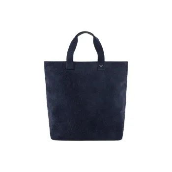 EMPORIO ARMANI Bonded Leather Tote Bag, Shopping Bag, Shoulder Bag, Handbag Extra Large Men's Navy Blue