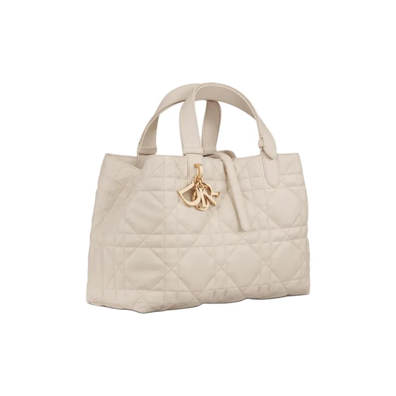 DIOR Toujours Calfskin Tote Bag, Shopping Bag, Shoulder Bag, Handbag Medium Size Women's Light Cookie-3