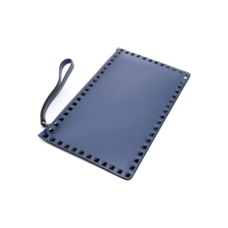 Valentino Leather Clutch Men's Blue-3
