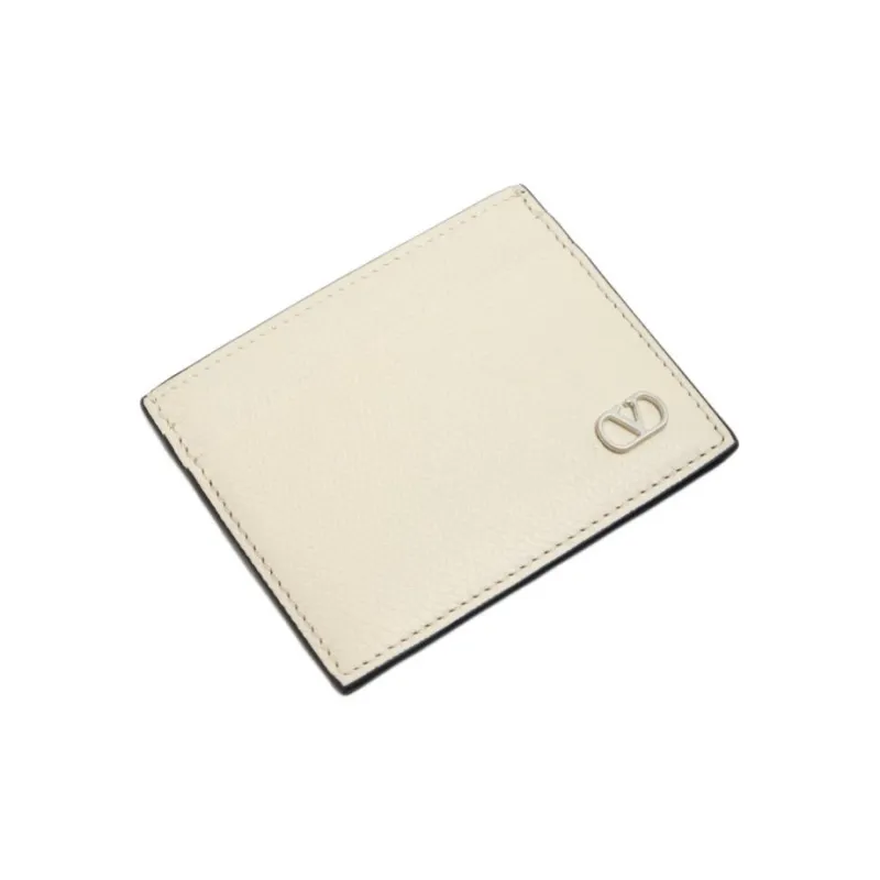 Valentino Vlogo Leather Card Holder Men's White-1