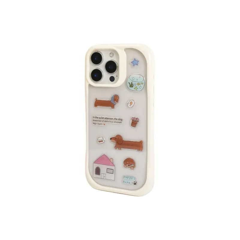 Sopi Acrylic Material 3D Effect Dachshund Sofa Cat Phone Cases Compatible With IPhone 16/15 Pro Max/Apple 13/14 Pro/Max-2