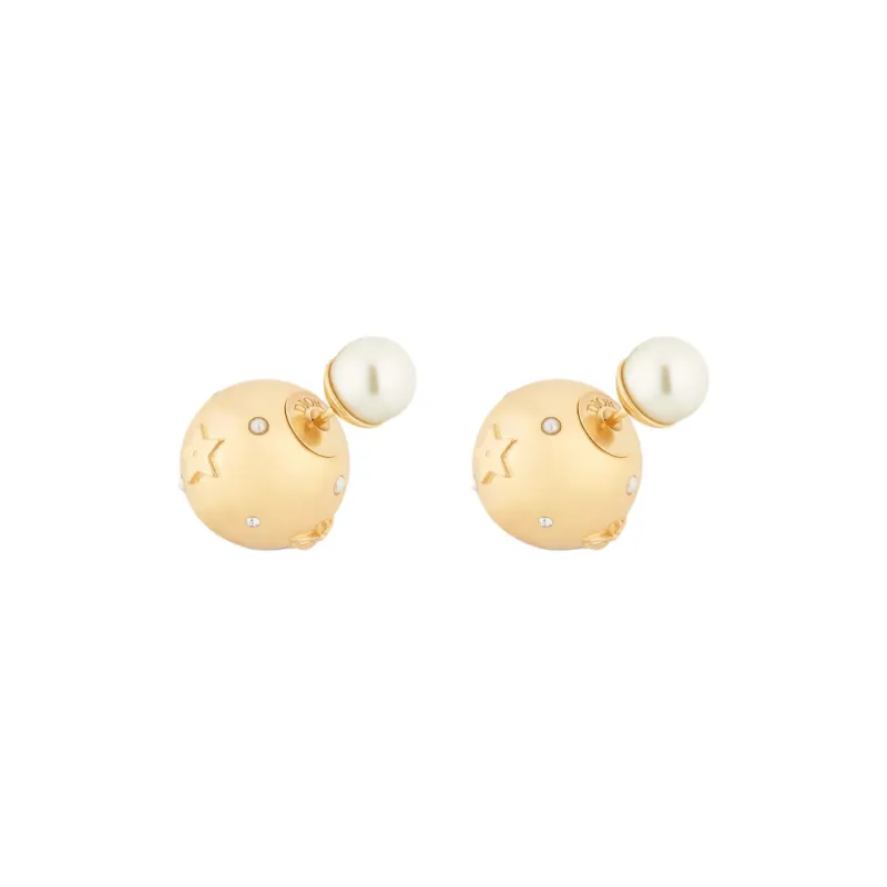 DIOR Resin Pearls Earrings Women's Gold-0