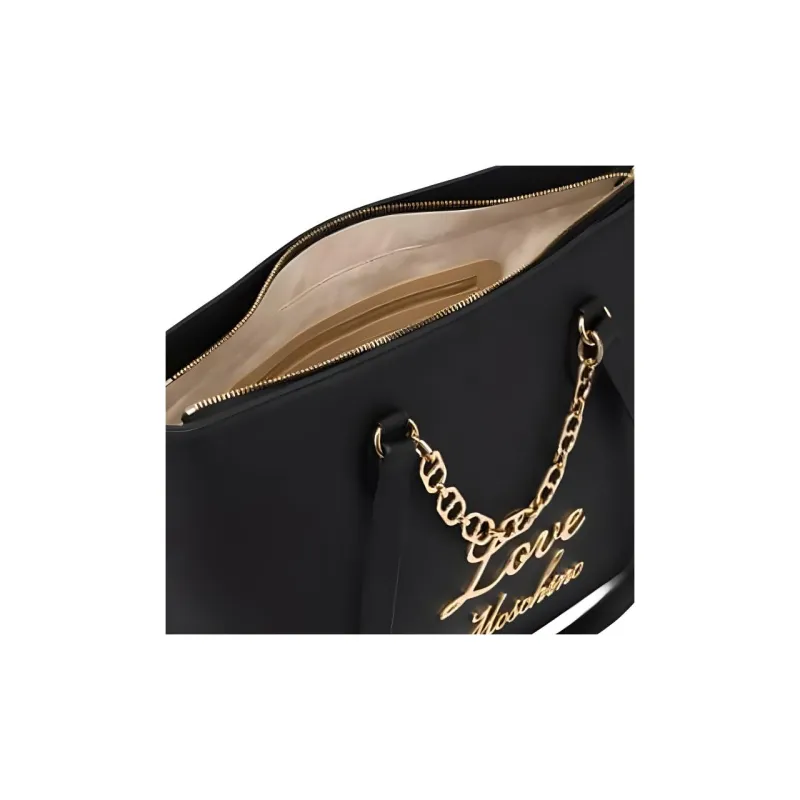 MOSCHINO Polyurethane Tote Bag Handbag Shoulder Bag Women's Black-3