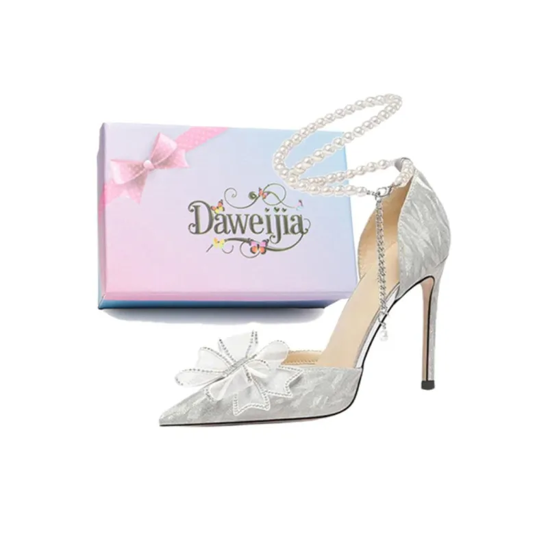 Dawei's House Slim Heel High Heels Women's Silver-0